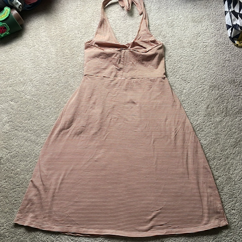 Pact Organic Cotton Shell Stripe Fit & Flare Halter Dress - S - Picture 10 of 12
